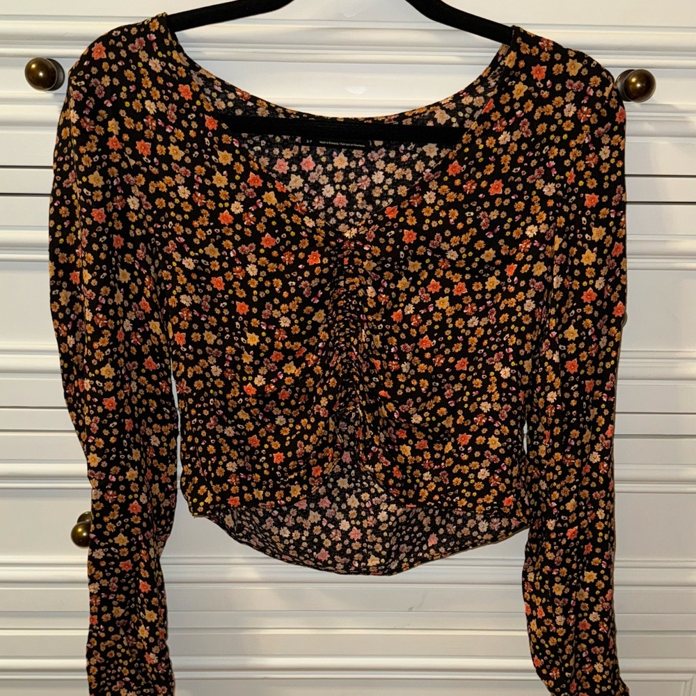 Urban Outfitters Floral Long Sleeve Crop Top